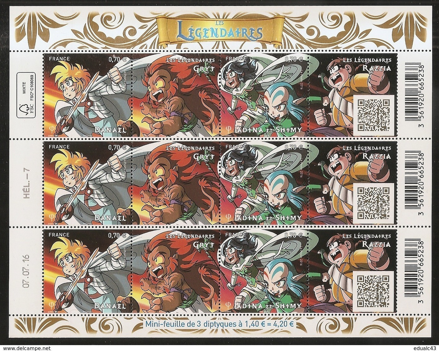 2016 - Bloc Feuillet F 5081/5082  LES LEGENDAIRES AVEC Code Barre NEUF** LUXE MNH - Mint/Hinged