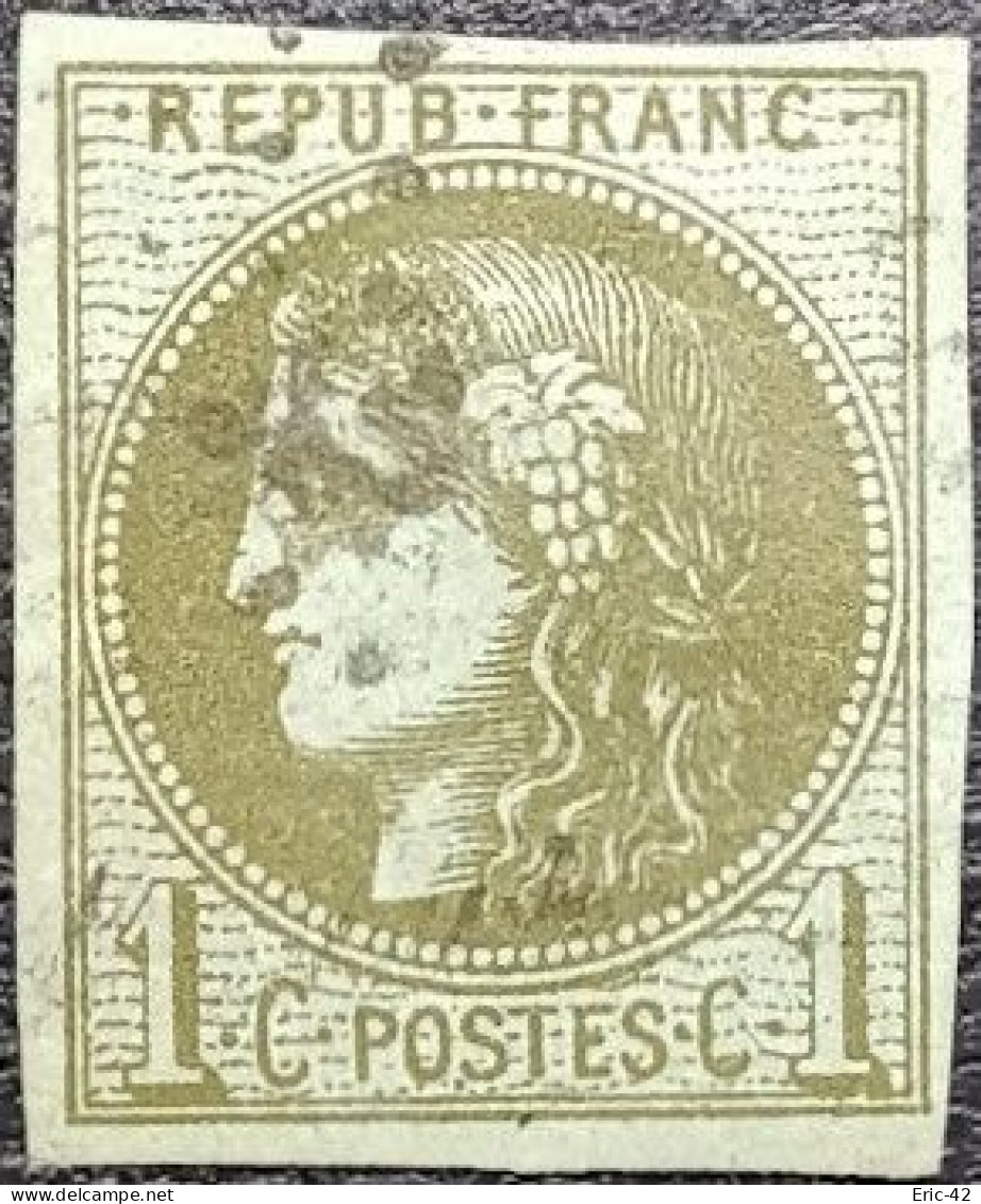 FRANCE Y&T N°39Cb. Cérès 1c Olive Foncé. Cachet Discret. - 1870 Emisión De Bordeaux