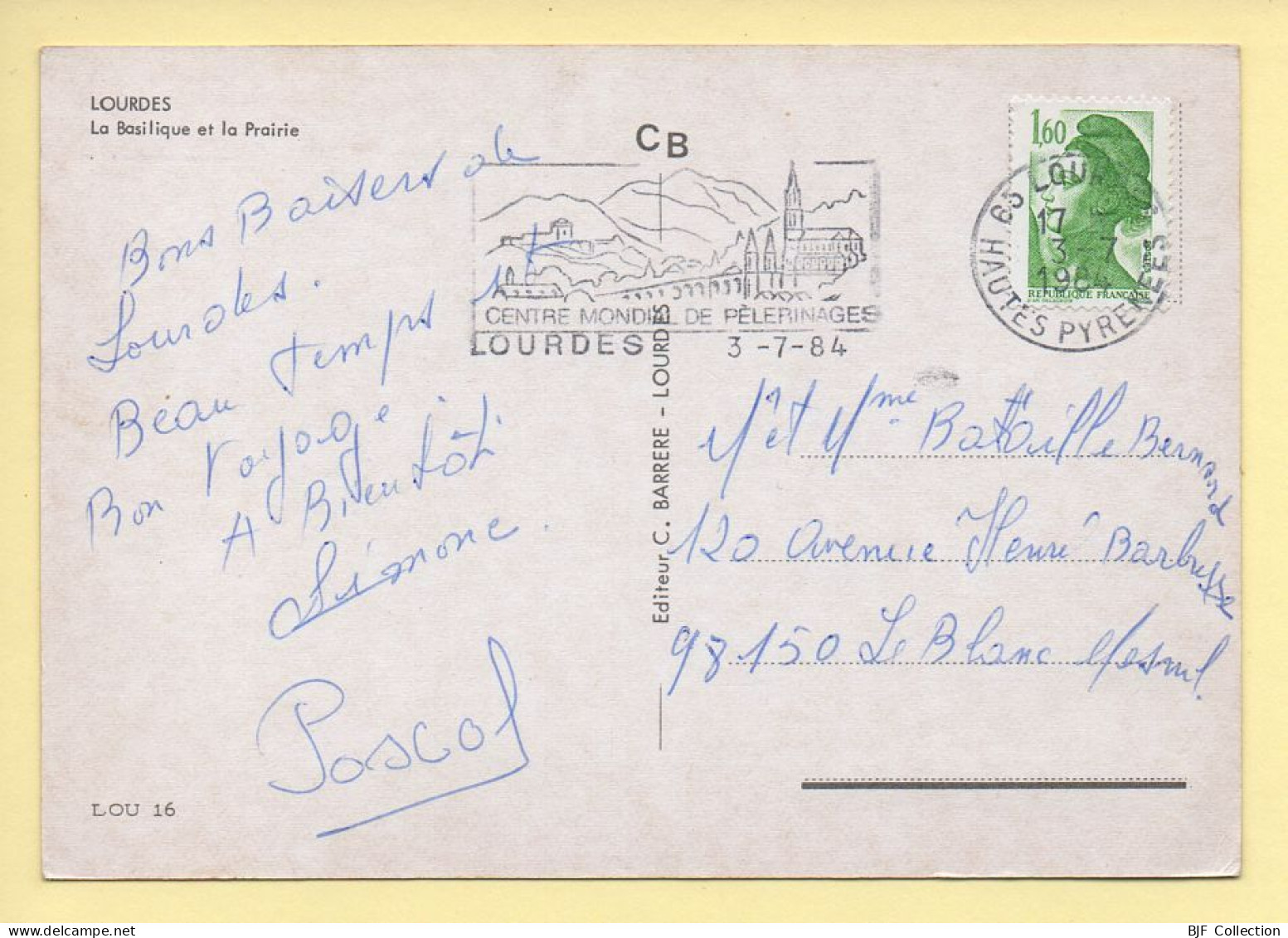 65. LOURDES – La Basilique Et La Prairie (animée) (voir Scan Recto/verso) - Lourdes