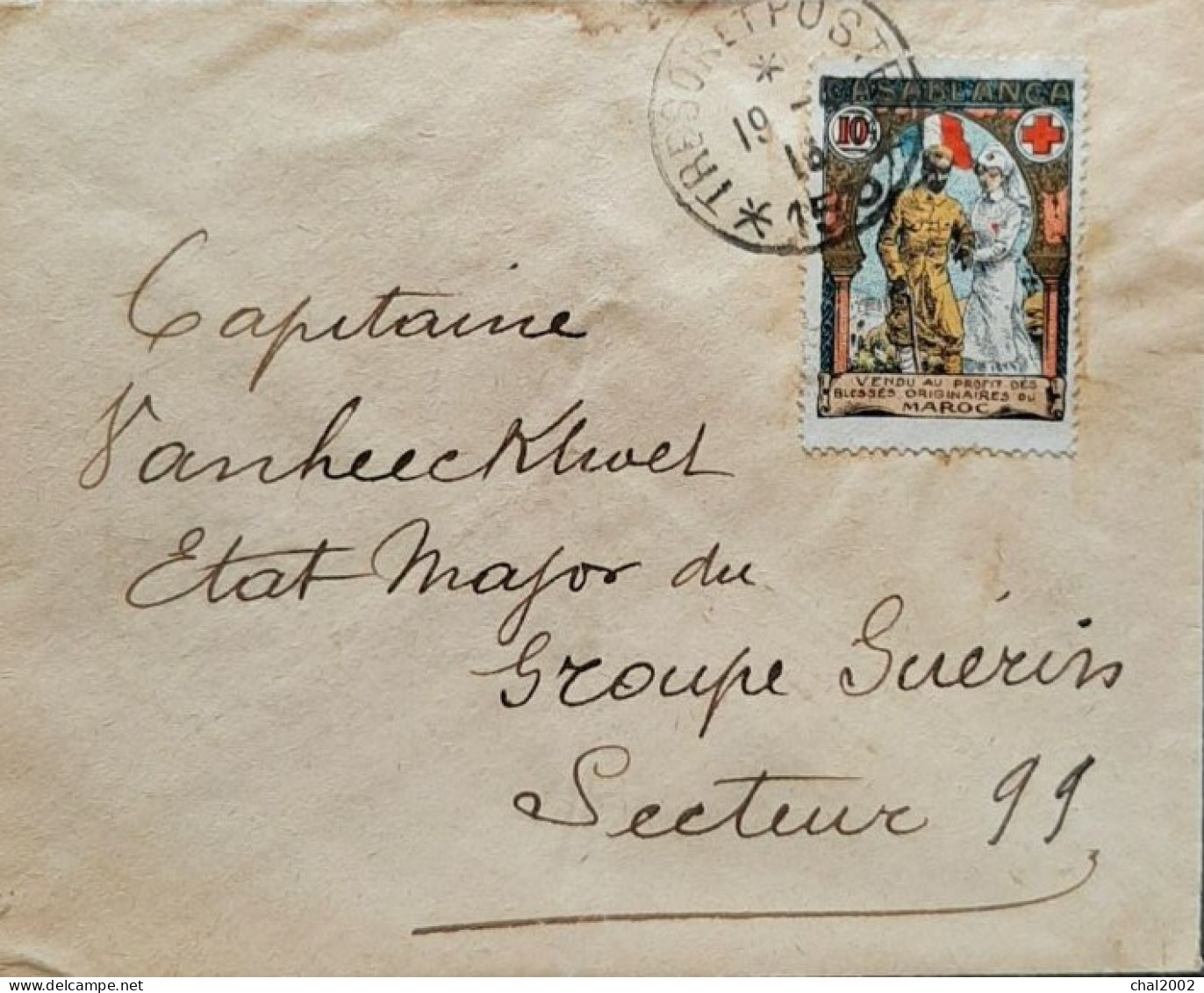 Lettre Trésor Et Postes Du 19 Avril 1916 Pour Le Secteur 99 - Rotes Kreuz