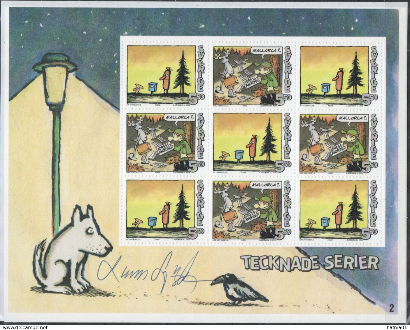 Lars Sjööblom. Sweden 2008. Comics. Michel 2658, 2363  KLB. Cylinder II. MNH. Signed. - Blocks & Kleinbögen