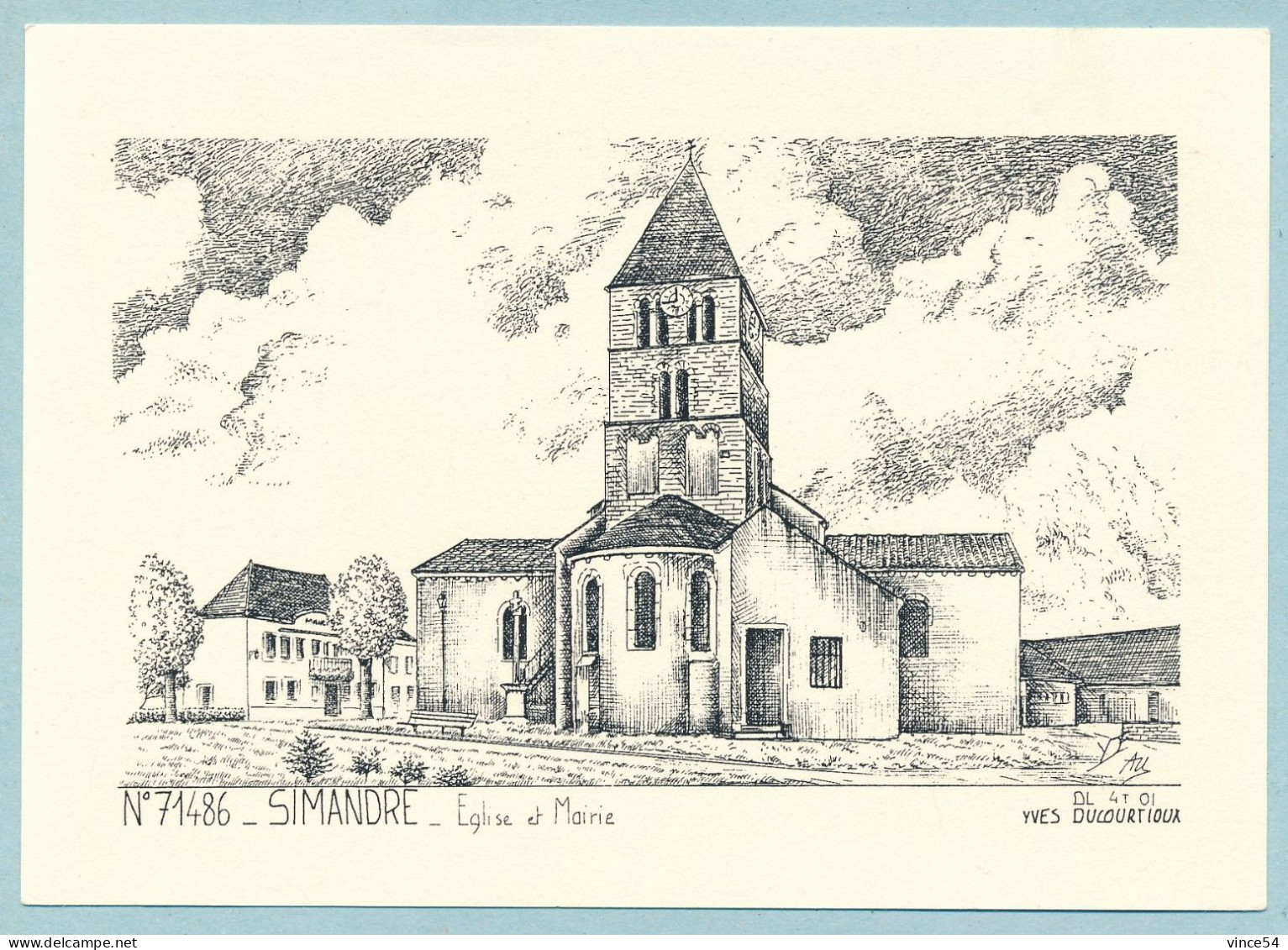 SIMANDRE - Eglise Et Mairie - Dessin à La Plume Yves Ducourtioux - Other & Unclassified