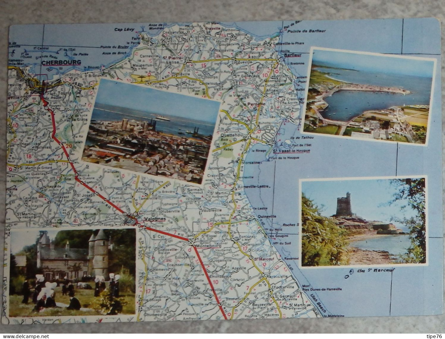 50 Manche CPM Pointe Du Cotentin Carte Gépgraphique Multivues Cherbourg Barfleur Iles St Marcouf - Otros & Sin Clasificación