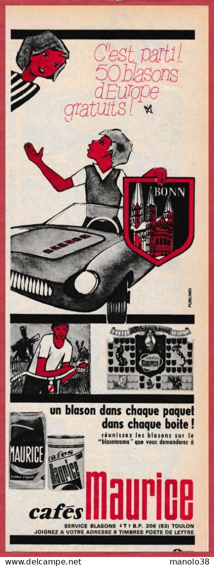 Les Cafés Maurice Propose La Collection " Blasons D' Europe ". Ici Le Blason Bonn (Allemagne). 1966. - Advertising