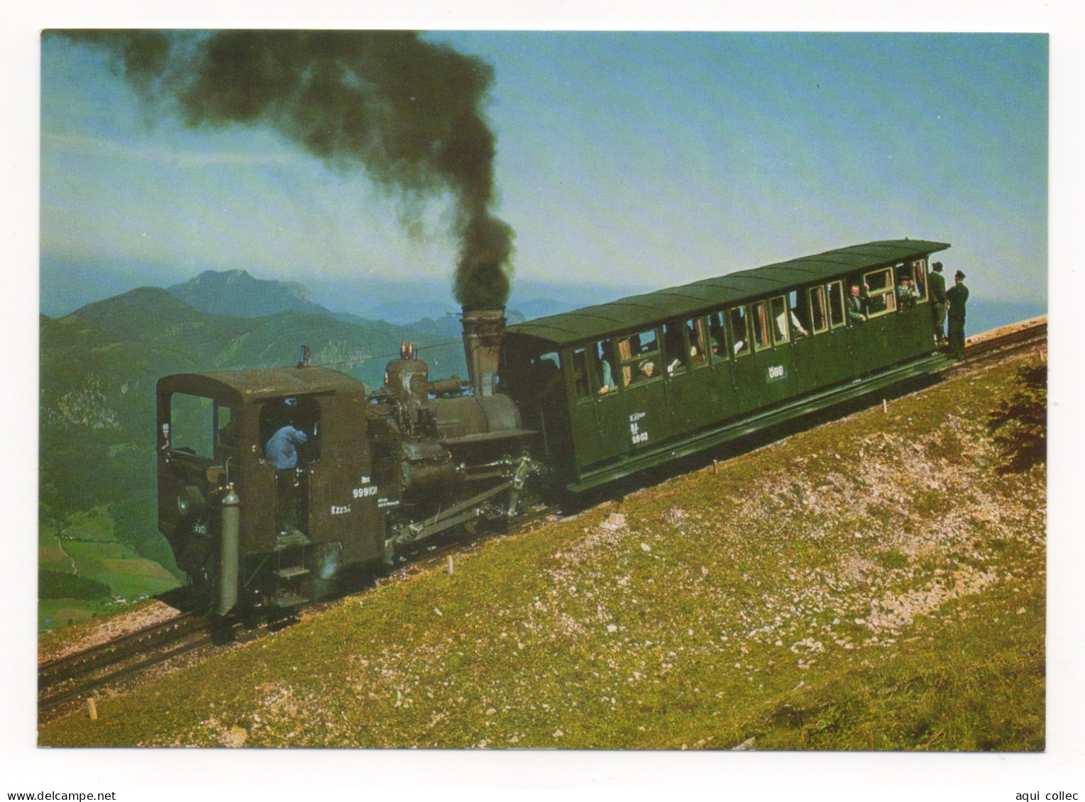 LA MONTÉE AU SOMMET DU " SCHAFBERG" 1780 M EN CHEMIN DE FER À CRÉMAILLÈRE - Trenes