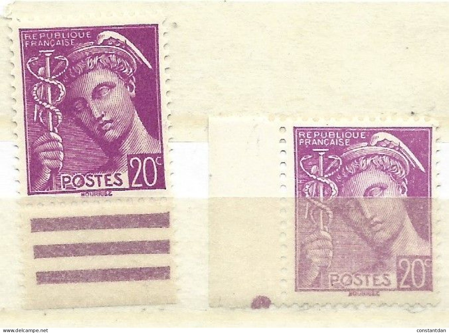 FRANCE N° 419 20C LILAS TYPE MERCURE 2 NUANCES DIFFERENTES NEUF SANS CHARNIERE - Ungebraucht