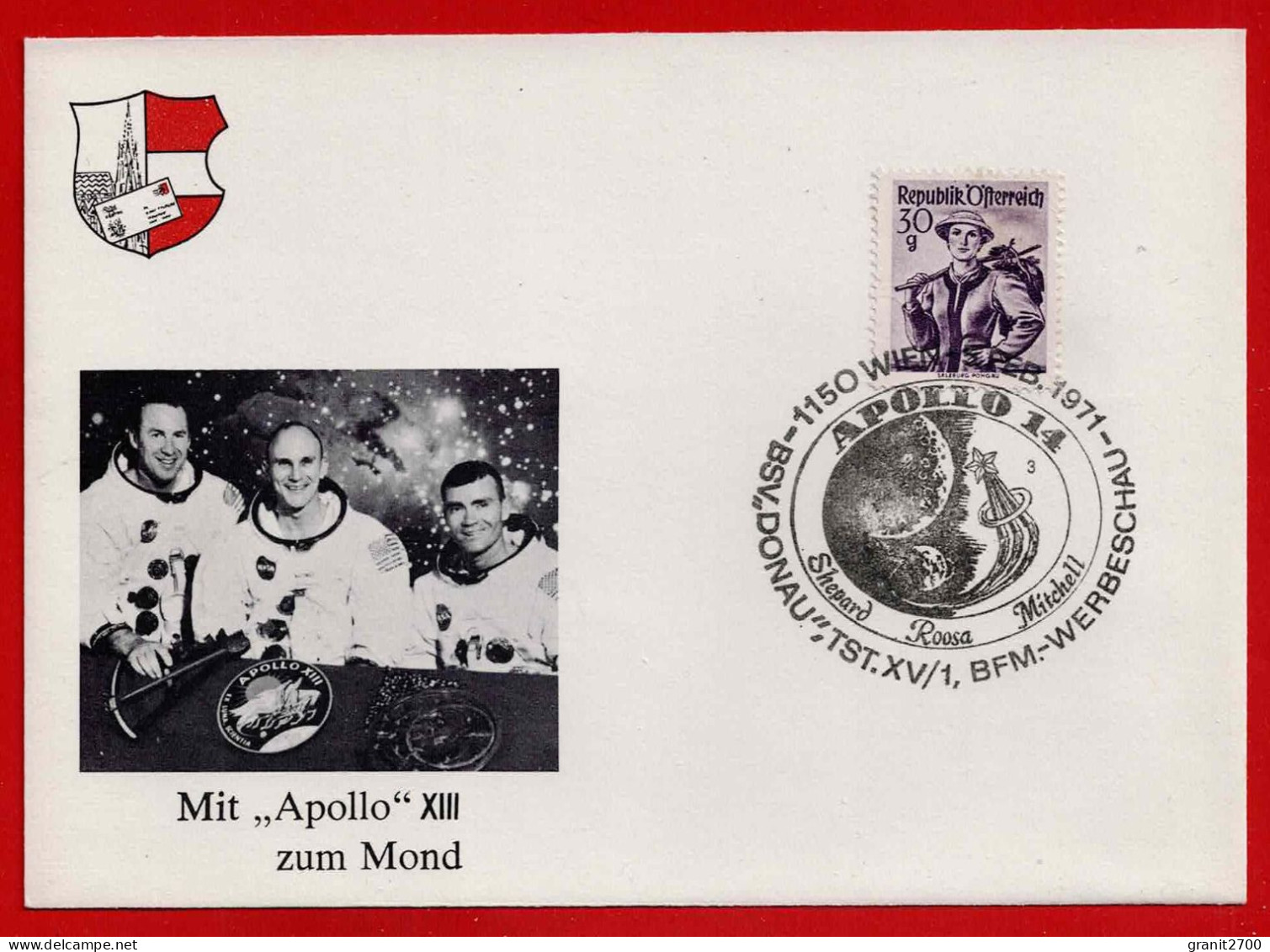 Brief Mit Stempel 1150 Wien - Apollo 14 -  Vom 5.2.1971 - Cartas & Documentos