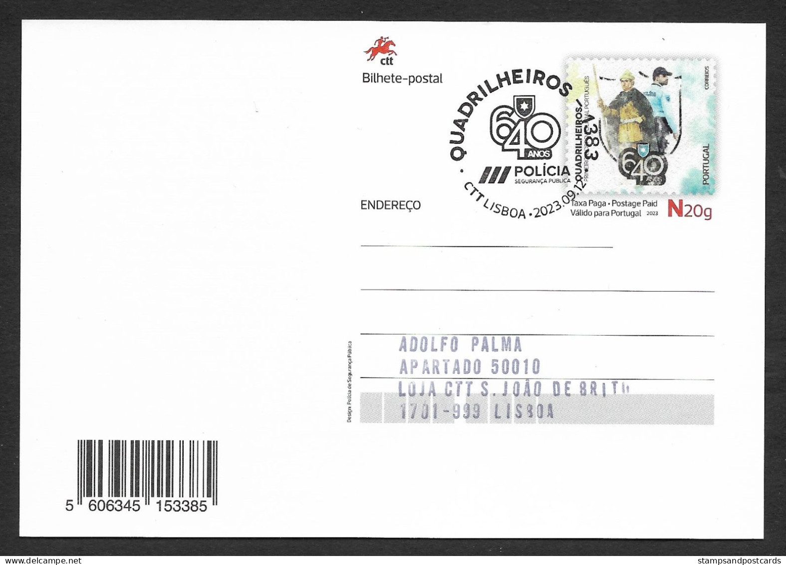 Portugal Entier Postal 2023 Quadrilheiros 640 Ans Première Force De Police Cachet Stationery 640 Years First Force Pmk - Postwaardestukken