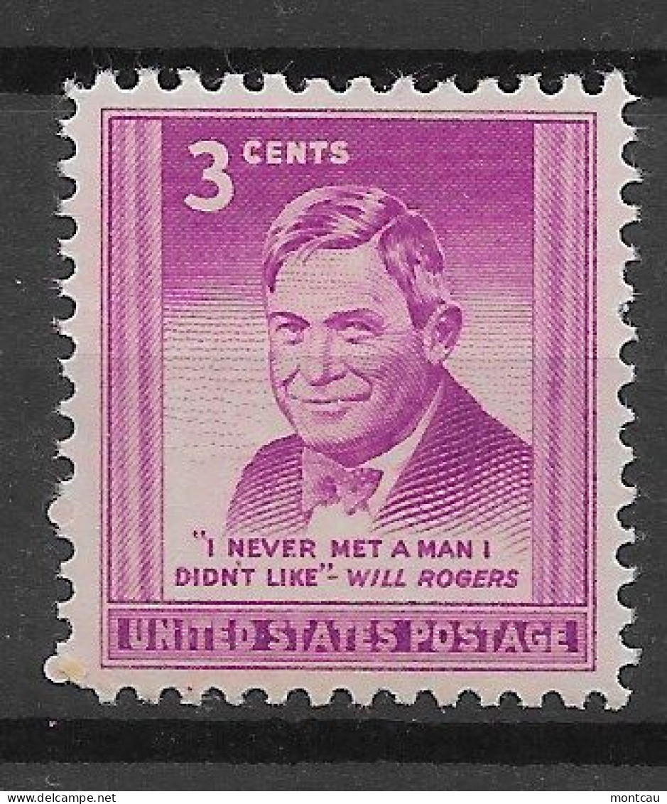 USA 1948.  Will Rogers Sc 975  (**) - Unused Stamps