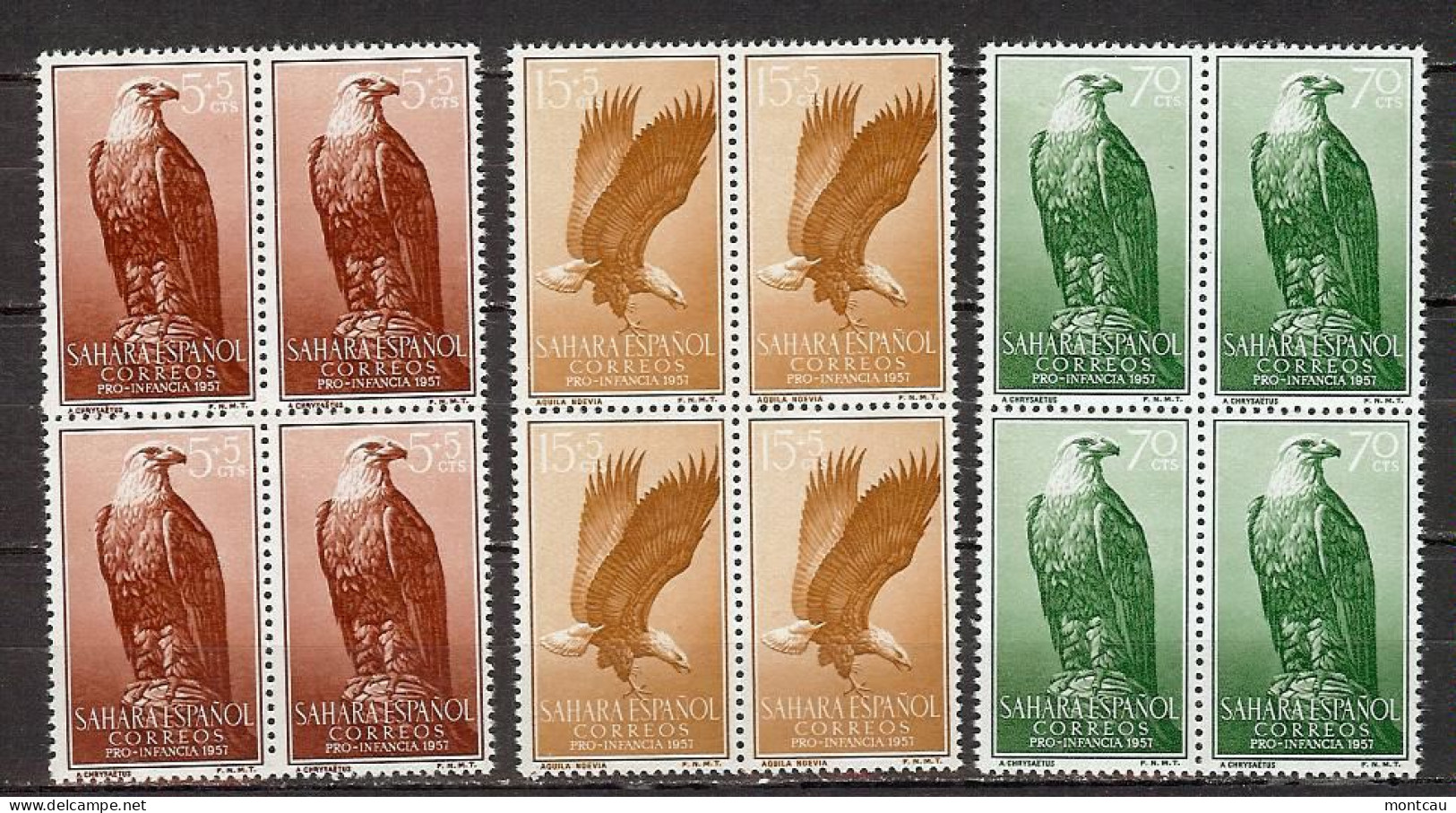Sahara 1957 - Pro Infancia, Aguilas Ed 139-42 (**) Bk - Águilas & Aves De Presa