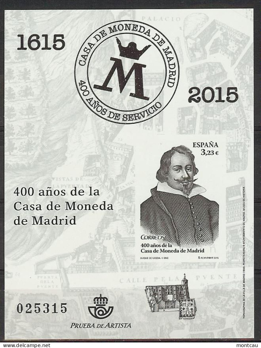Spain 2015. Casa De La Moneda - Prueba Oficial 124 (**) - Blocks & Kleinbögen