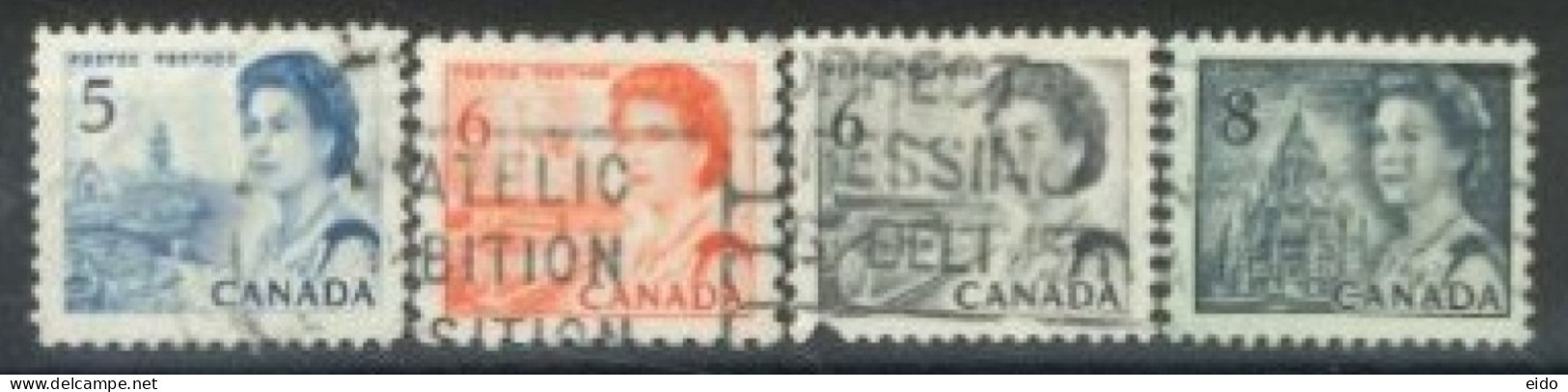 CANADA - 1967, QUEEN ELIZABETH II NORTHERN LIGHTS & DOG TEAM STAMPS SET OF 4, USED. - Usati