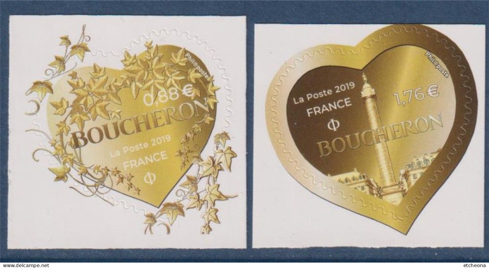 Coeurs Saint Valentin 2019 Boucheron Lierre Adhésif 1669 Et 1670 Neufs 0.88€ Et 1.76€ - Unused Stamps