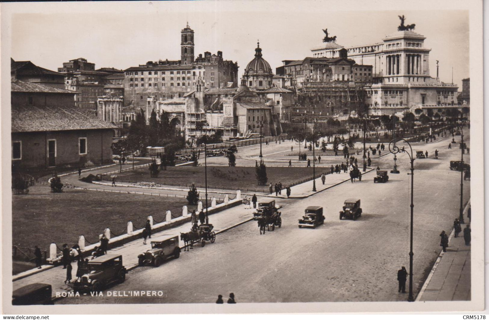 CPA-ROMA-VIA DELL'IMPERO-belle Animation-voitures Anciennes-attelages-belle Photographie - Plaatsen & Squares