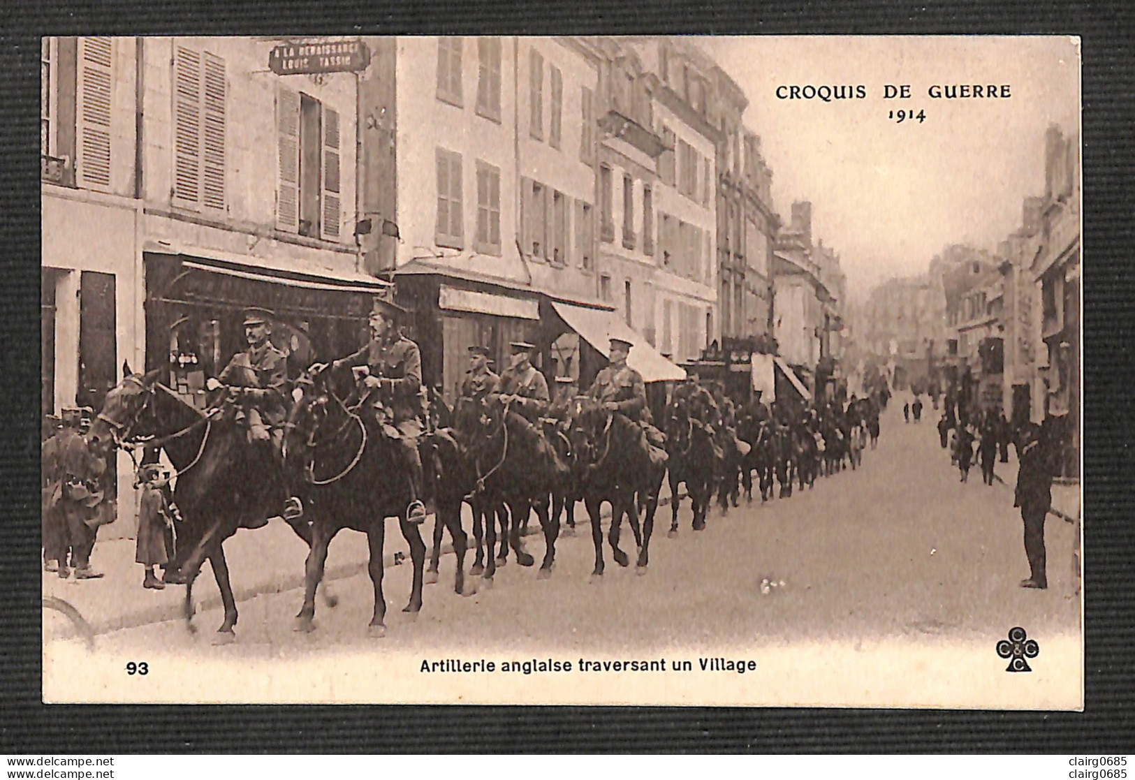 MILITARIA - CROQUIS DE GUERRE - Artillerie Anglaise Traversant Un Village - Weltkrieg 1914-18