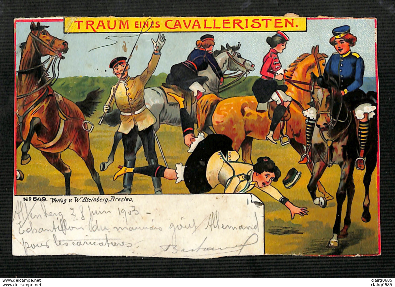 MILITARIA - Humoristique - Allemagne - TRAUM EINES CAVALLERISTEN - 1903 - Humour
