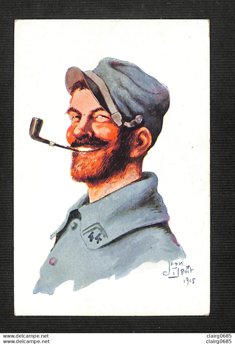 MILITARIA - PERSONNAGE - Illustrateur Jean Droit - PUB "Fer à Cheval Wellecome" - Soldat Fumant La Pipe  - (peu Courant) - Characters