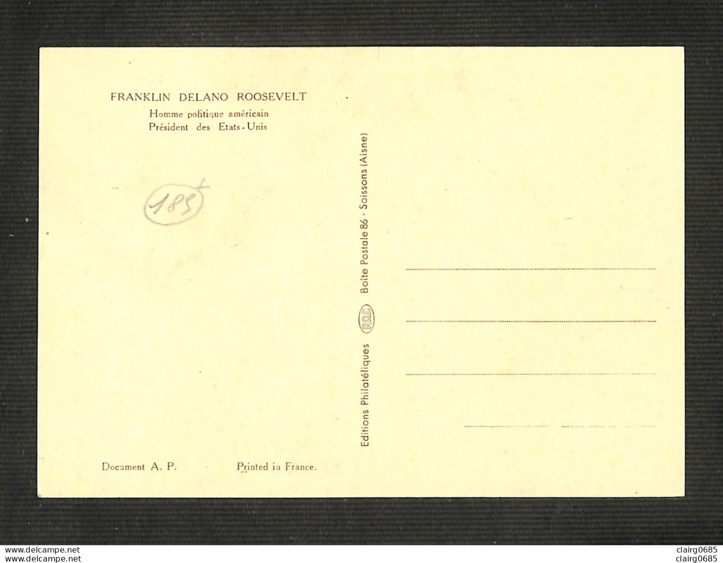 MONACO - Carte MAXIMUM 1956 - Franklin Delano Roosevelt - Cartas Máxima