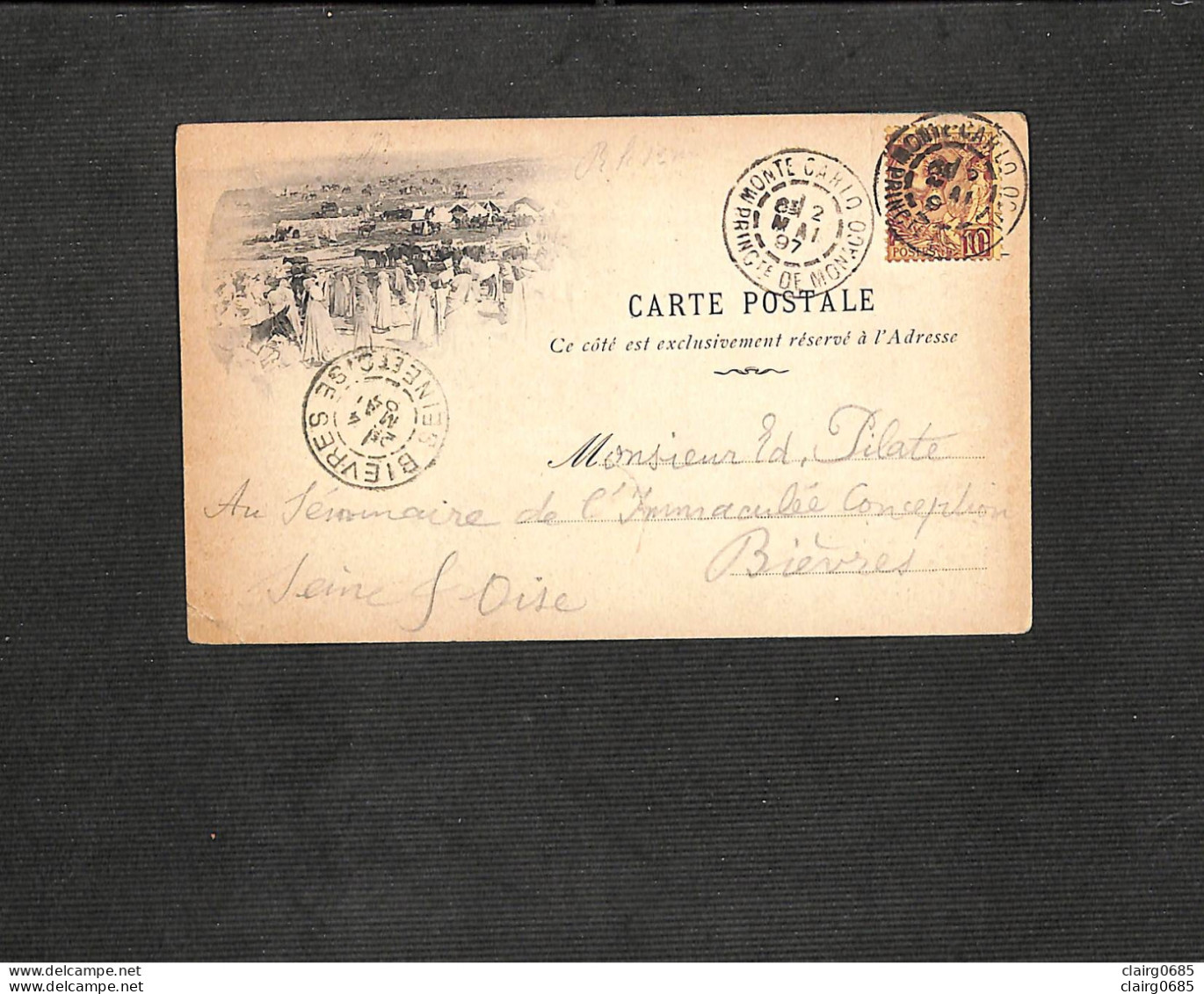 MONTE-CARLO - Carte Postale Litho Avec Entier Postal Et Illustration - 1897 - RARE - Monte-Carlo