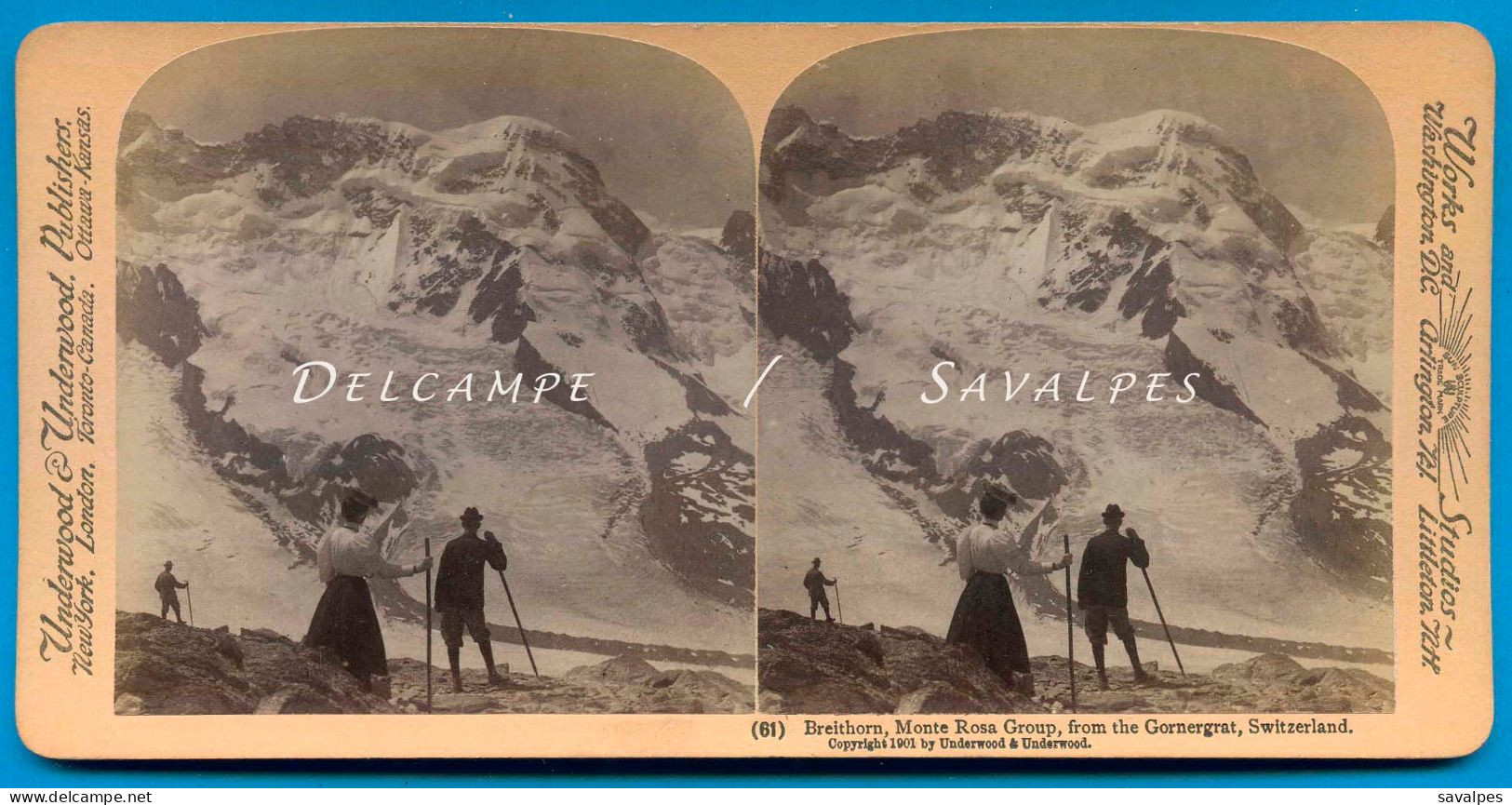 Suisse Valais Zermatt * Le Breithorn Vu Du Gornergrat, Glacier - Photo Stéréoscopique 1901 - Stereo-Photographie