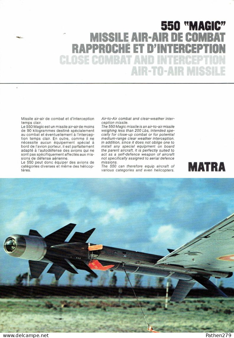 Lot De Documentations Sur Les Missiles Matra - 550 Magic - Otomat - SATCP - Martel - Altri & Non Classificati