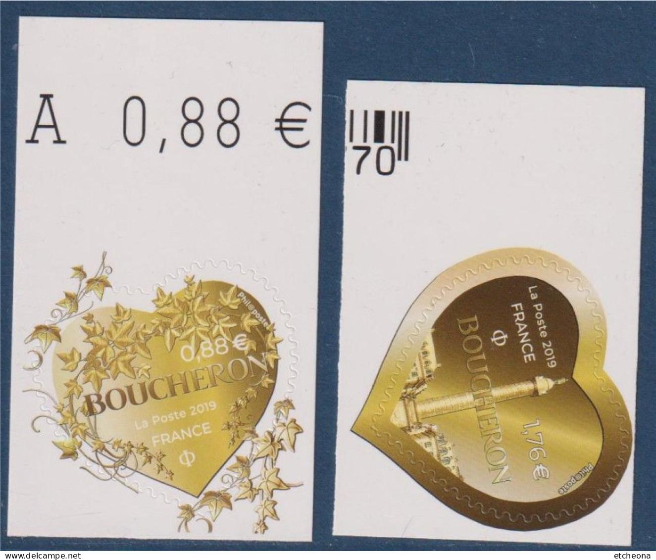 Coeurs Saint Valentin 2019 Boucheron Lierre Adhésif 1669 Et 1670 Neufs 0.88€ Et 1.76€ Avec BdF - Unused Stamps