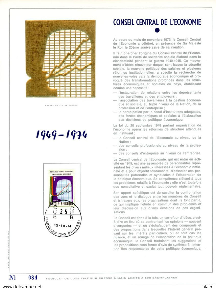 BE   1731   ---    Conseil Central De L'Economie  --  Feuillet D'art Rodan Frappé Or Fin   --  Tirage Limité  - 1971-1980