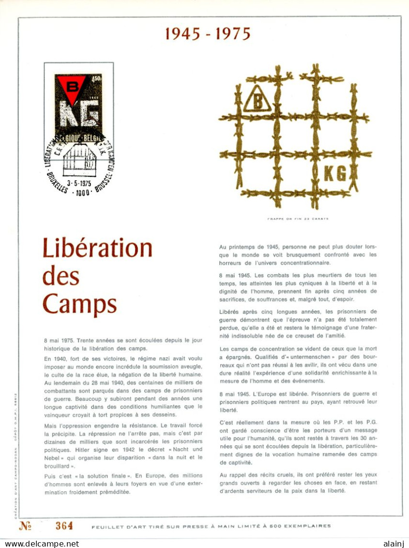 BE   1768   ---    Anniversaire Libération Des Camps  --  Feuillet D'art Rodan Frappé Or Fin   --  Tirage Limité  - 1971-1980