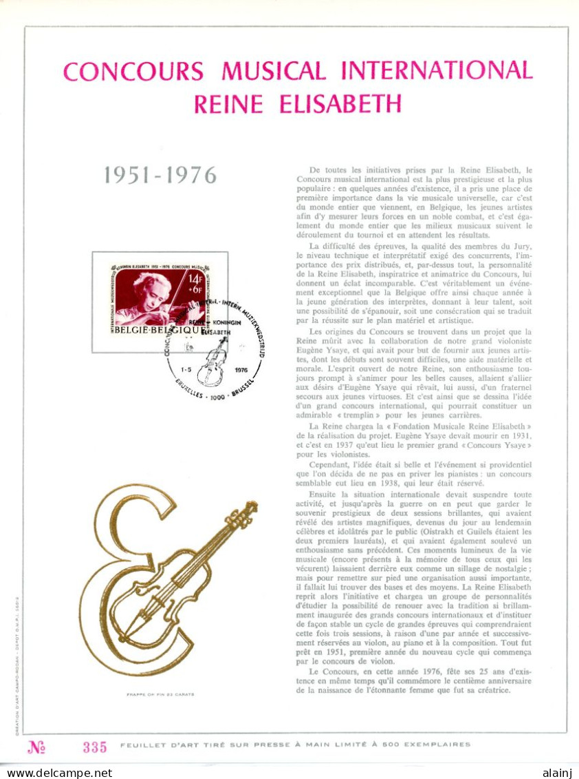 BE   1804   ---   Concours Musical Reine Elisabeth  --  Feuillet D'art Rodan Frappé Or Fin   --  Tirage Limité  - 1971-1980