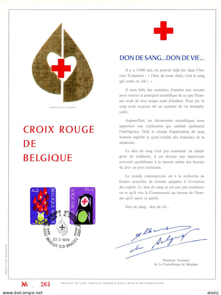 BE   1705 - 1706   ---   Croix Rouge De Belgique  --  Feuillet D'art Rodan Frappé Or Fin   --  Tirage Limité  - 1971-1980