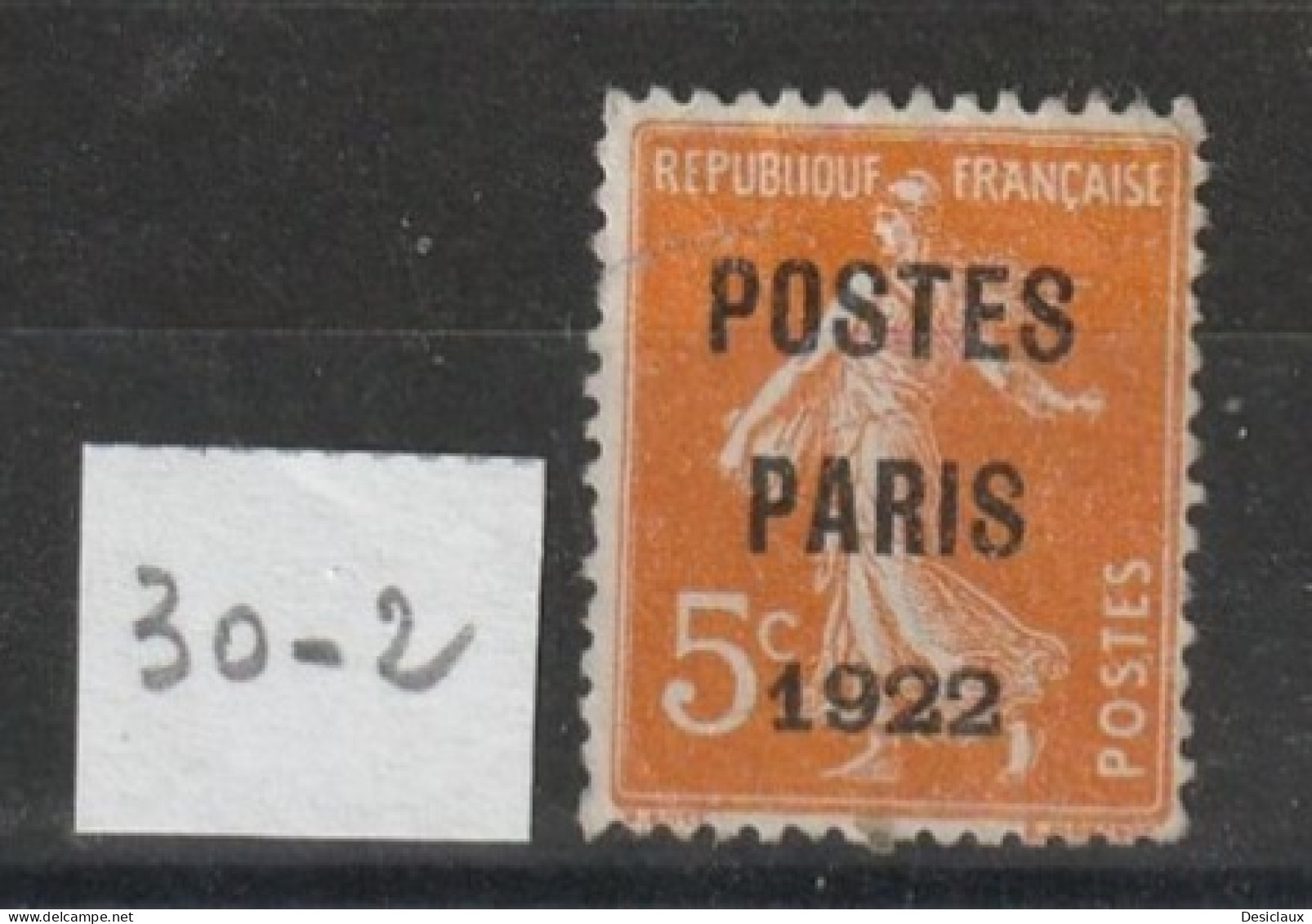 FRANCE. Préoblitéré N° 30 Sans Gomme. Cote = 20€.     Lot N°2. Voir Le Scan. - 1893-1947