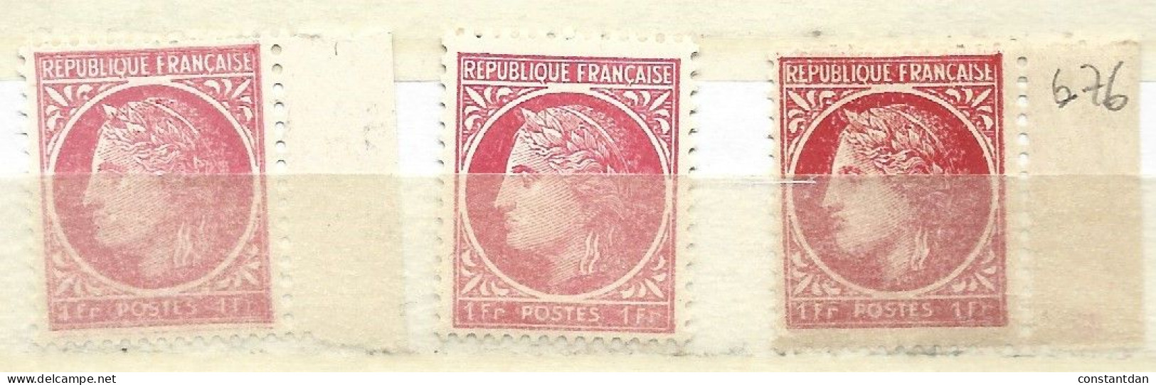 FRANCE N° 676 1F ROUGE TYPE CERES DE MAZELIN 3 NUANCES NEUF SANS CHARNIERE - Nuovi