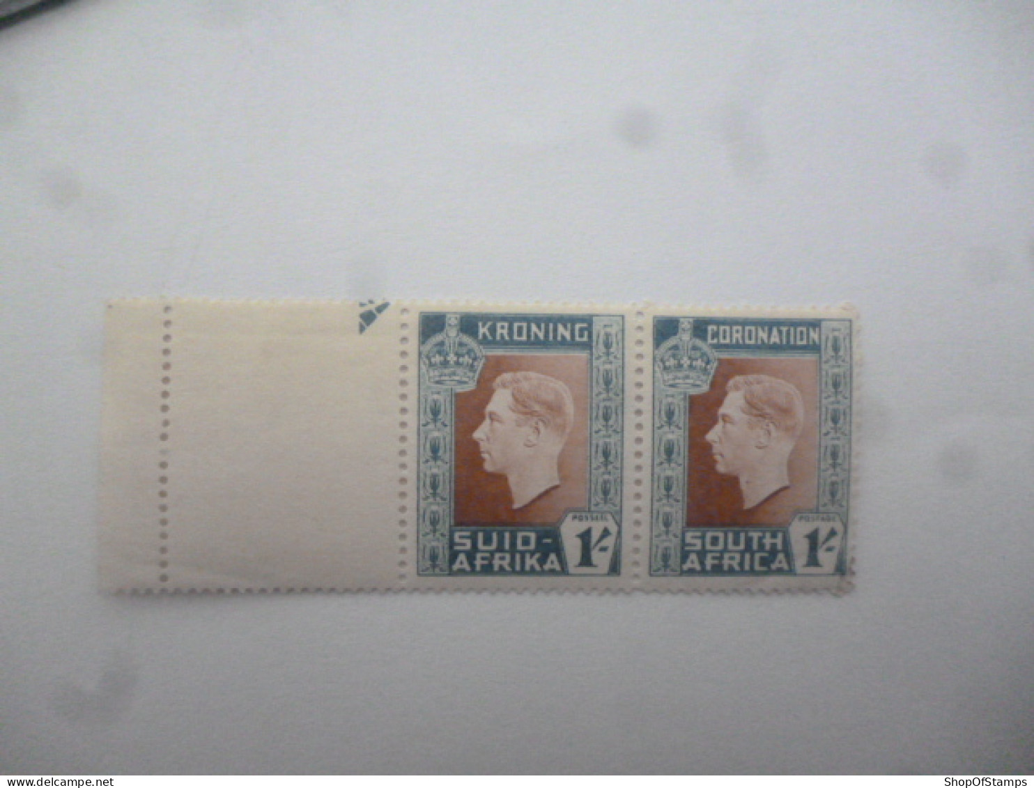 SOUTH AFRICA SG 75 PAIR WITH MARGIN BLANK STAMP - Other & Unclassified