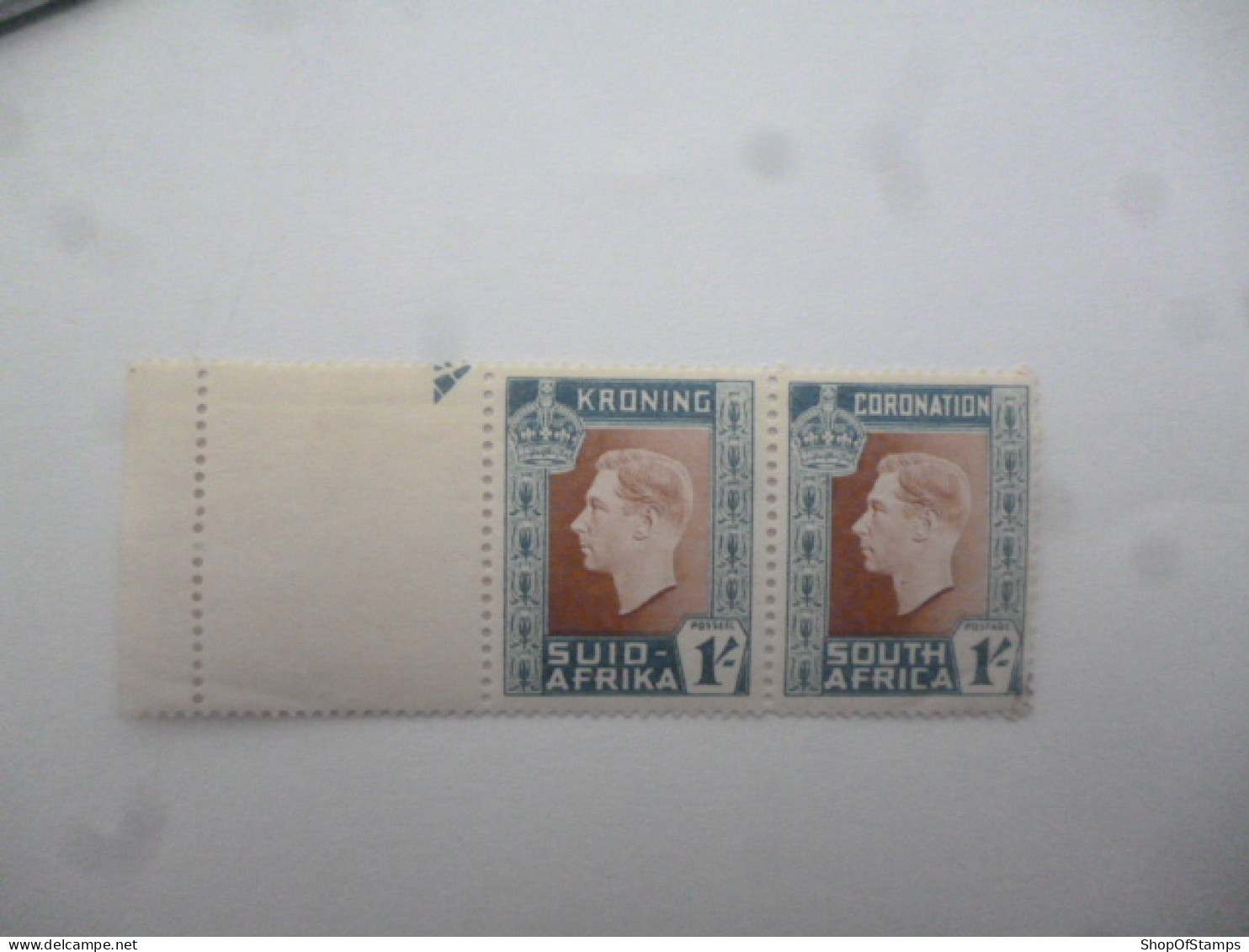 SOUTH AFRICA SG 75 PAIR WITH MARGIN BLANK STAMP - Sonstige & Ohne Zuordnung