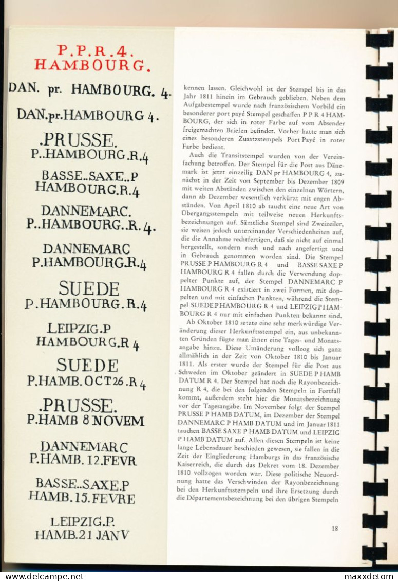 Dr. Ernst Meyer-Margreth: Die Poststempel Von Hamburg (1965) - Oblitérations