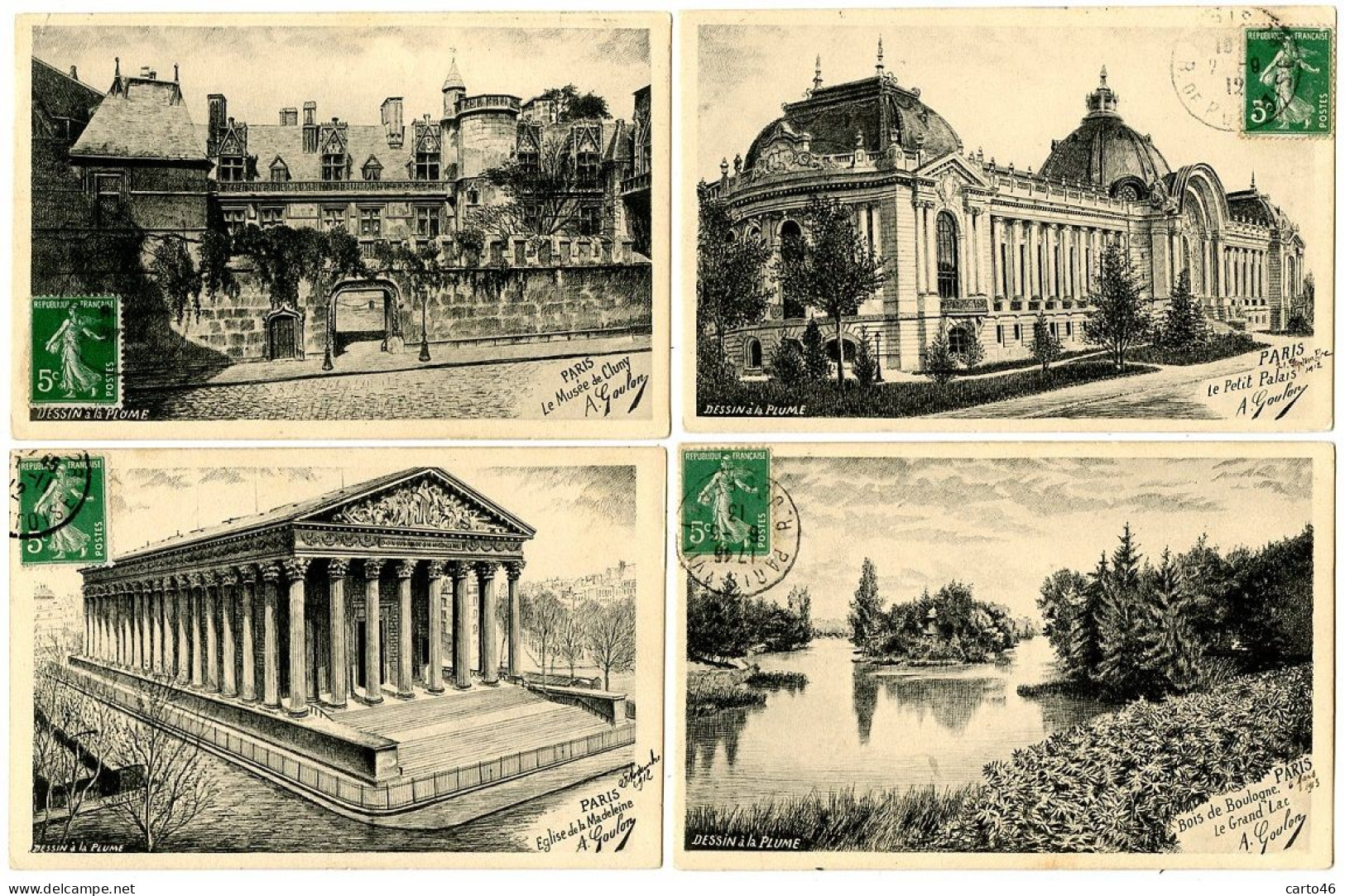 Paris - Dessins De A.Goulon - 14 Cartes Différentes - Voir Scans - Konvolute, Lots, Sammlungen