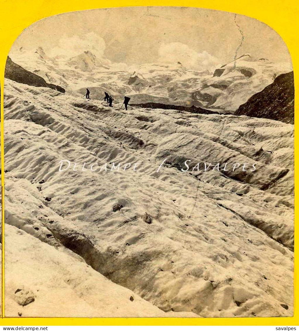 Suisse Grisons * Glacier Du Rosegg - Photo Stéréoscopique Braun Vers 1865 - Photos Stéréoscopiques