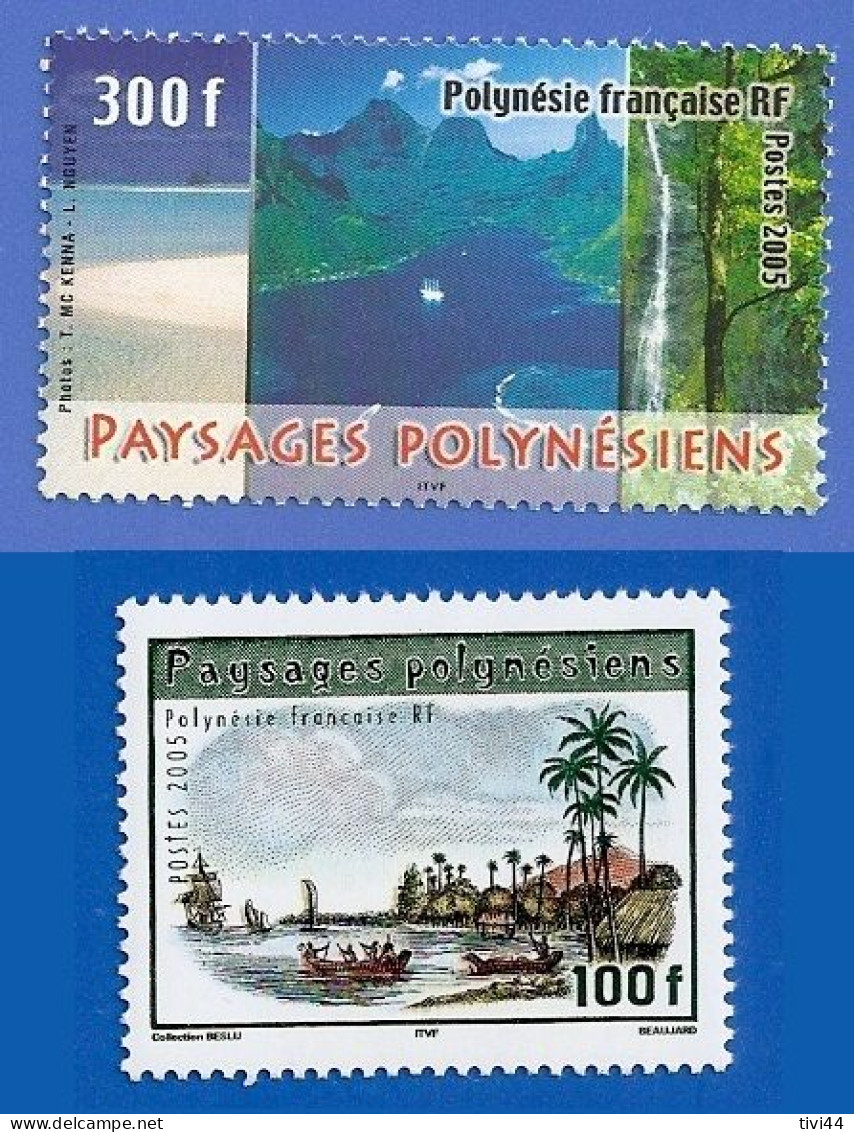 POLYNESIE FRANCAISE 754 + 759 NEUFS ** PAYSAGES - Unused Stamps