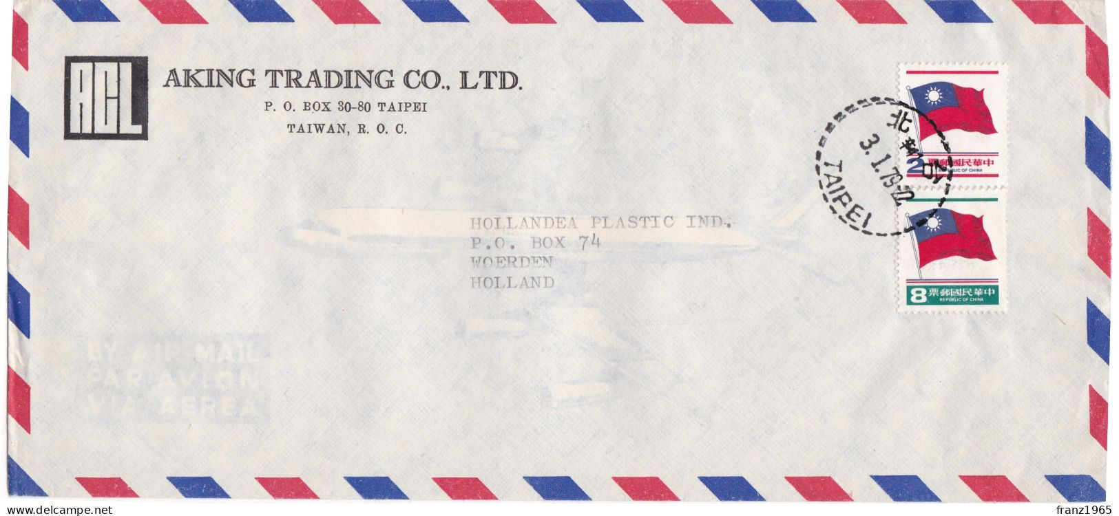 From Taiwan To Netherlands - 1979 - Lettres & Documents