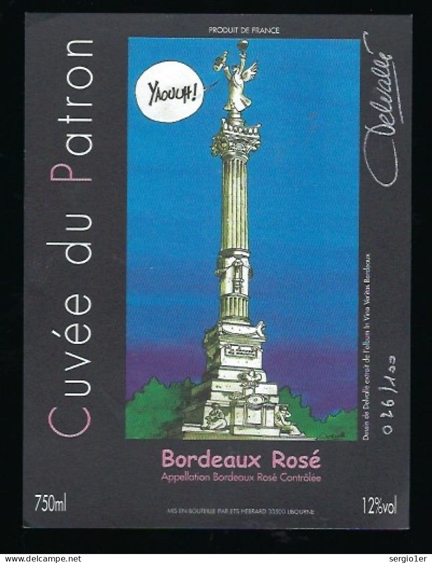 Etiquette Vin Bd  Bordeaux Rosé  Dessin De Christophe  Delvallé  étiquette Signée Tirage Limité N°026/100 - Côtes Du Rhône