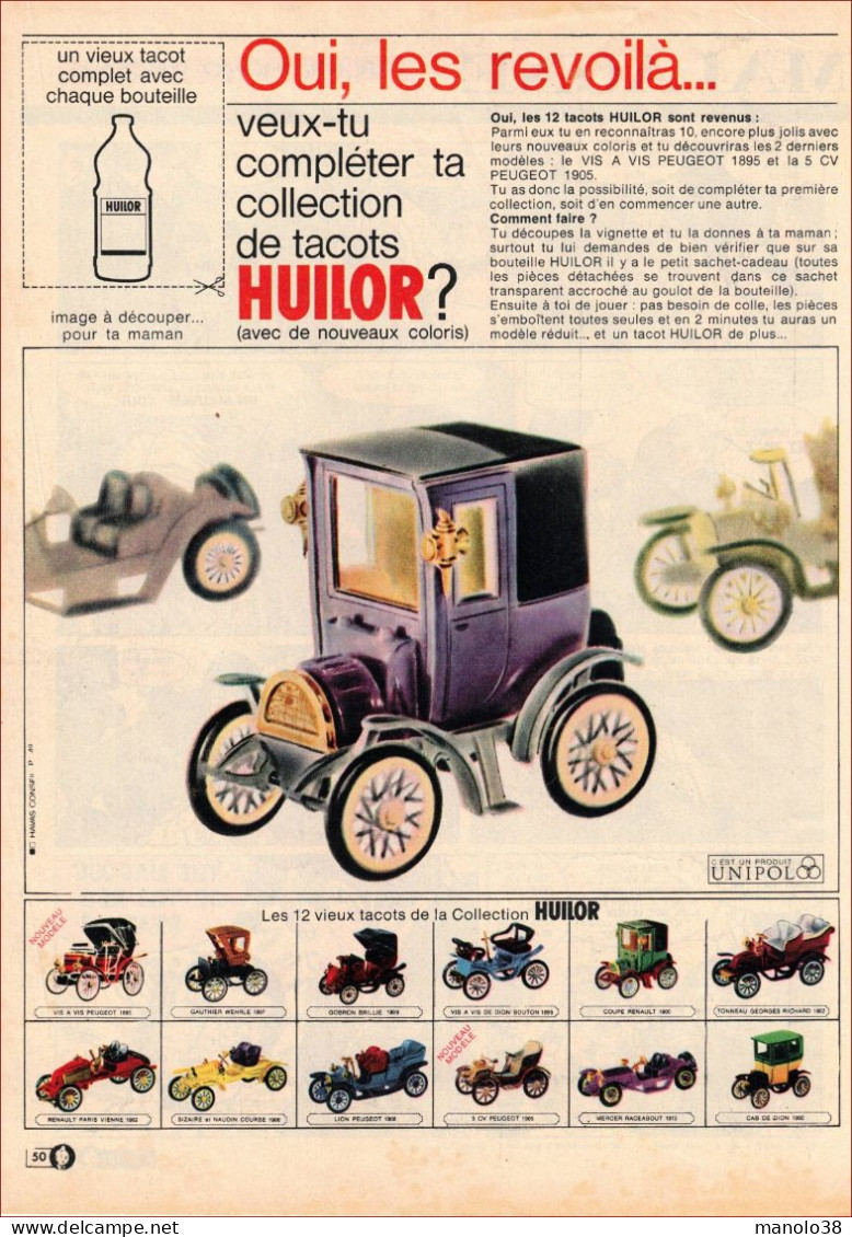 Huilor. 12 Vieux Tacots De Collection. Nouveaux Modèles. Visuel Des 12 Voitures. Automobile. Auto. Voiture. 1966. - Reclame