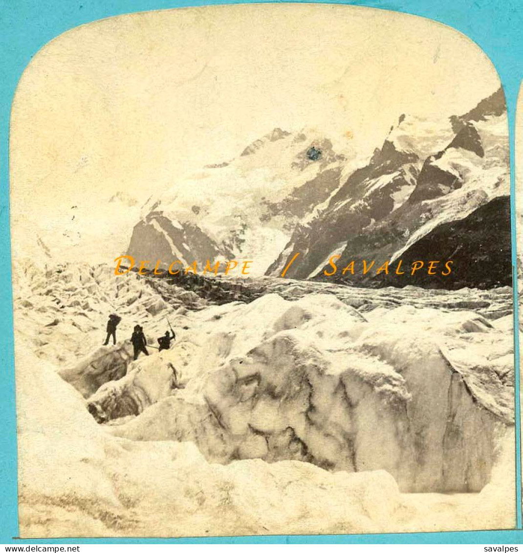 Suisse Grisons * Glacier Du Morteratsch Pontresina - Photo Stéréoscopique Braun Vers 1865 - Stereo-Photographie