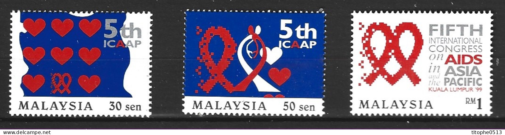 MALAISIE. N°708-10 De 1999. SIDA. - Krankheiten