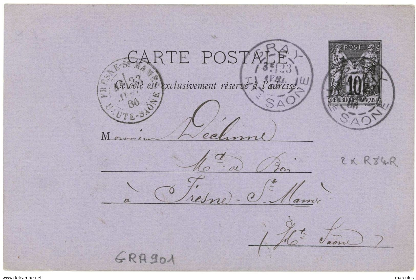 GRAY Hte SAONE Avril 1886 Daguin Jumelé 84R - Mechanical Postmarks (Other)