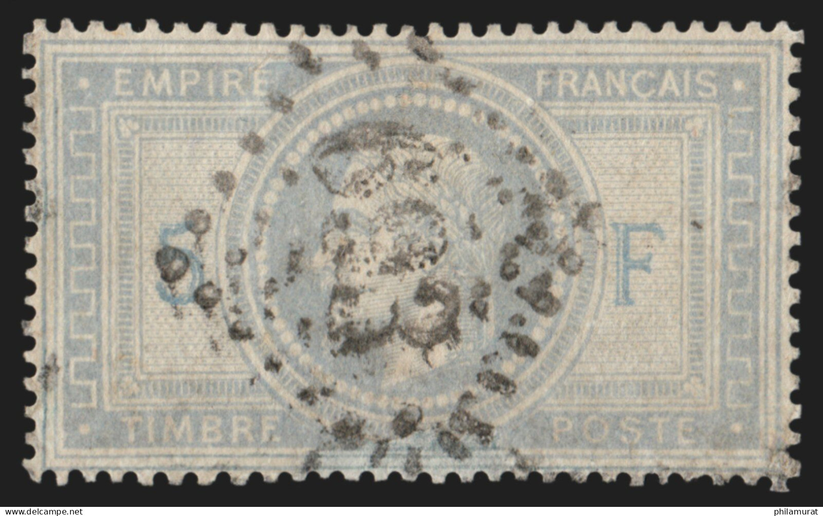 N°33A, 5 Et F En Bleu, 5fr Gris-violet, Oblitéré Losange GC 693 Cahors - 1863-1870 Napoléon III. Laure