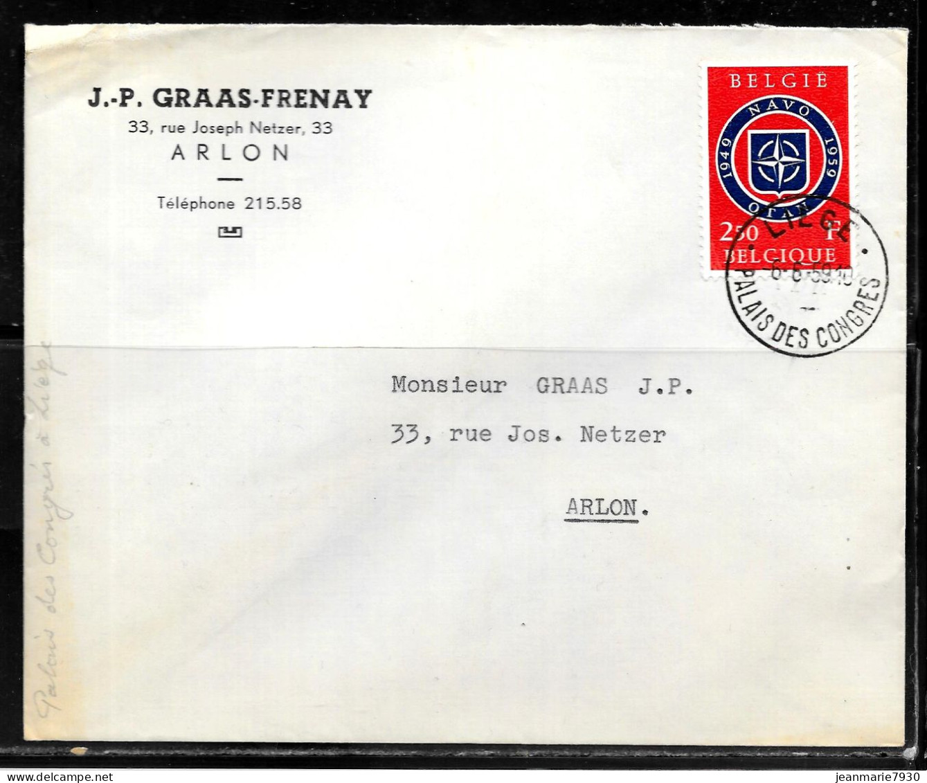 CC153 - BELGIQUE - LETTRE DE LIEGE DU 06/06/59 - Briefe U. Dokumente