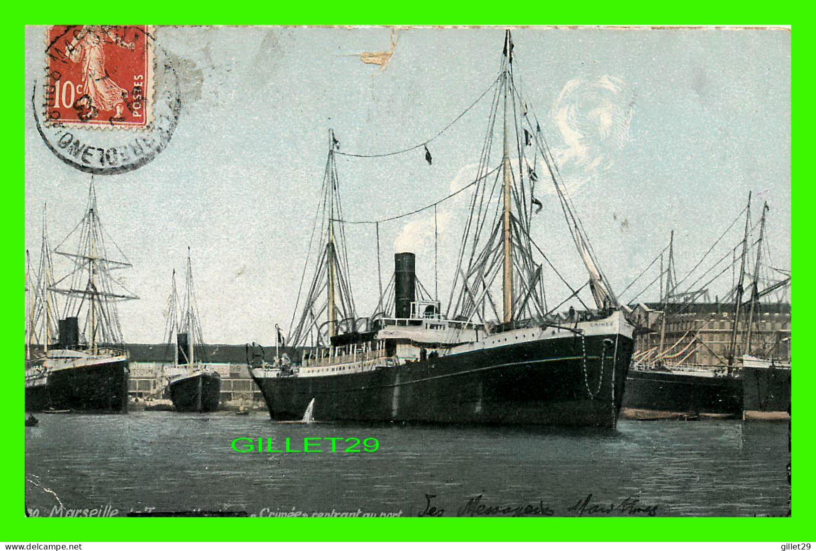 SHIP, BATEAU - " CRIMÉE " RENTRANT AU PORT DE MARSEILLE - CIRCULÉE EN 1909 - - Steamers