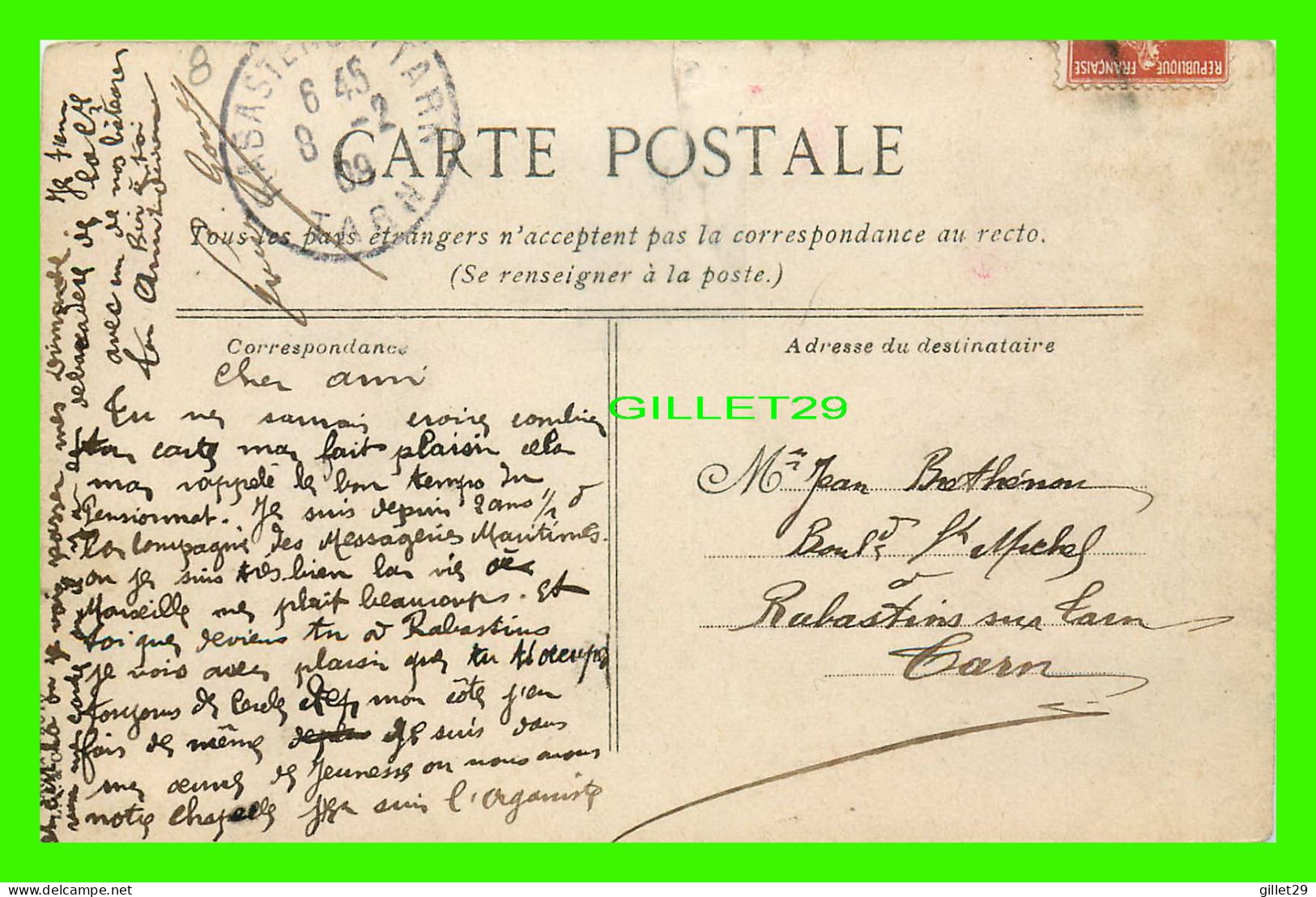 SHIP, BATEAU - " CRIMÉE " RENTRANT AU PORT DE MARSEILLE - CIRCULÉE EN 1909 - - Piroscafi