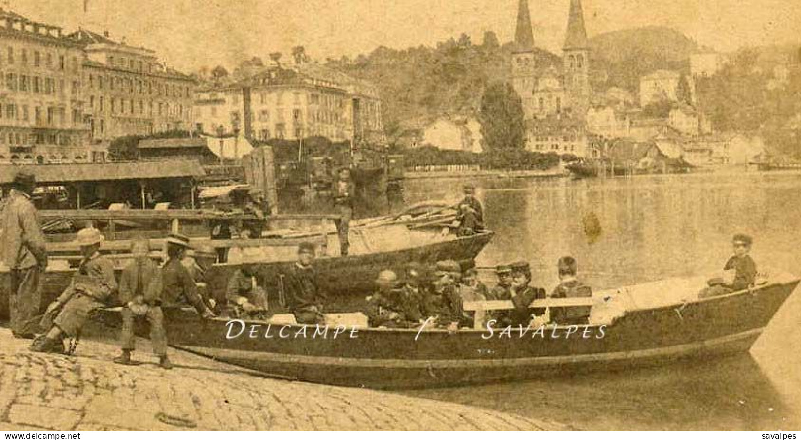 Suisse * Lucerne Barque Enfants Lac Des Quatre Cantons - Photo Stéréoscopique Garcin Vers 1870 - Fotos Estereoscópicas