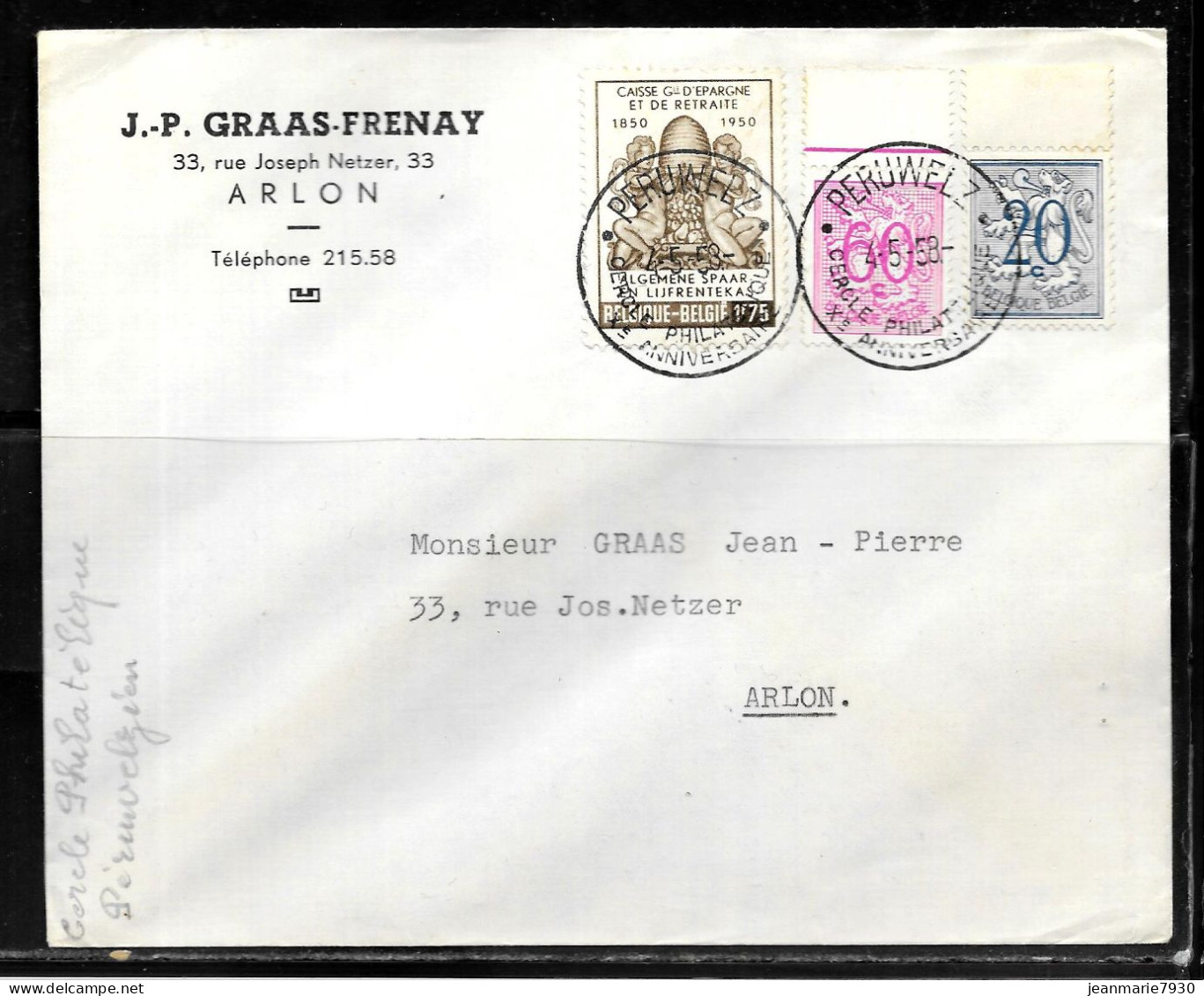 CC151 - BELGIQUE - LETTRE DE PERUWELZ DU 04/05/58 - Lettres & Documents